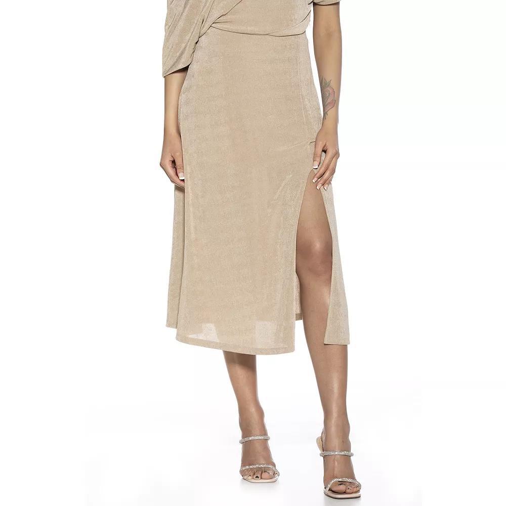 Women's ALEXIA ADMOR Slit Midi Full Skirt, Size: Medium, Green Product Image