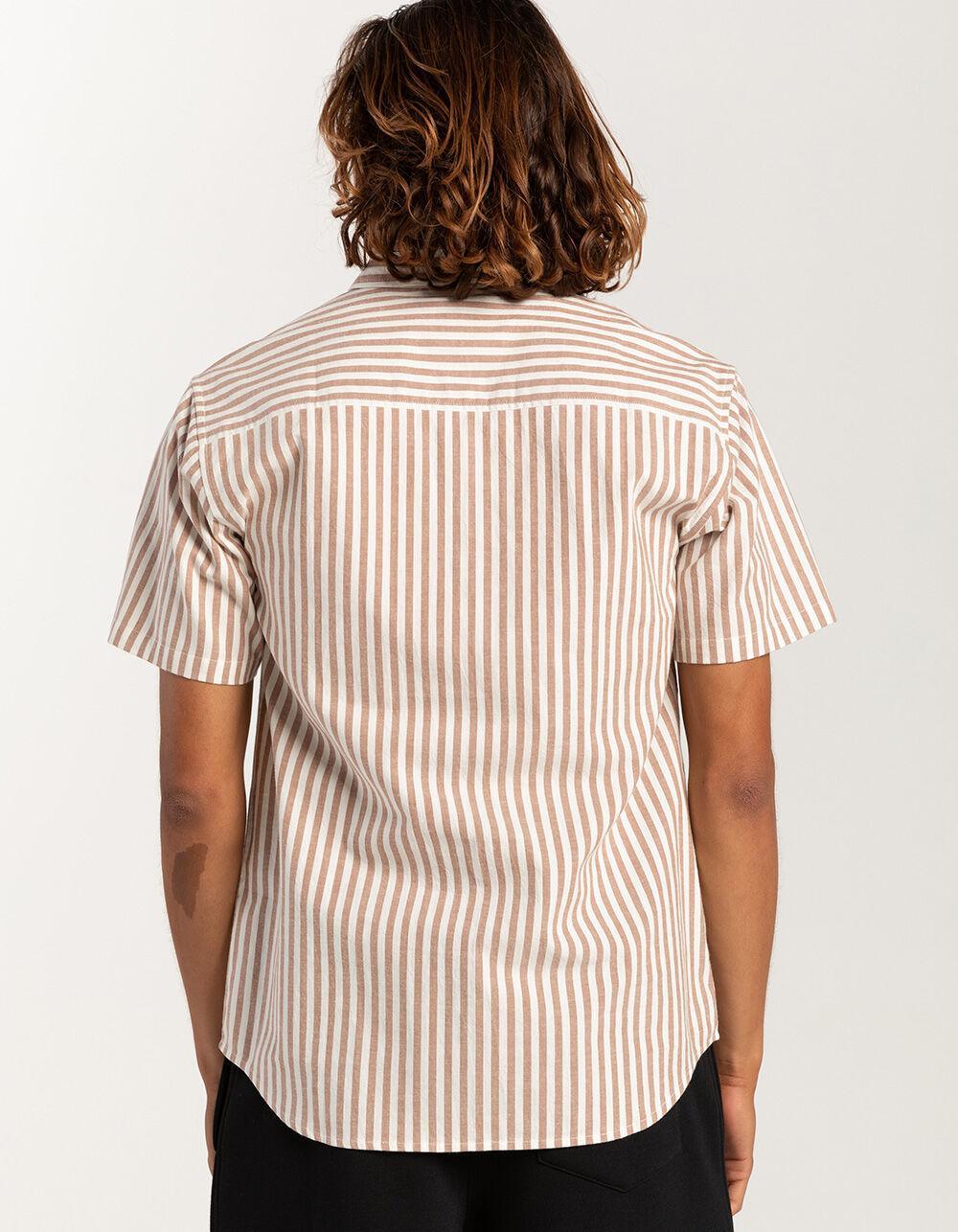 RSQ Mens Stripe Oxford Camp Shirt - BROWN Product Image