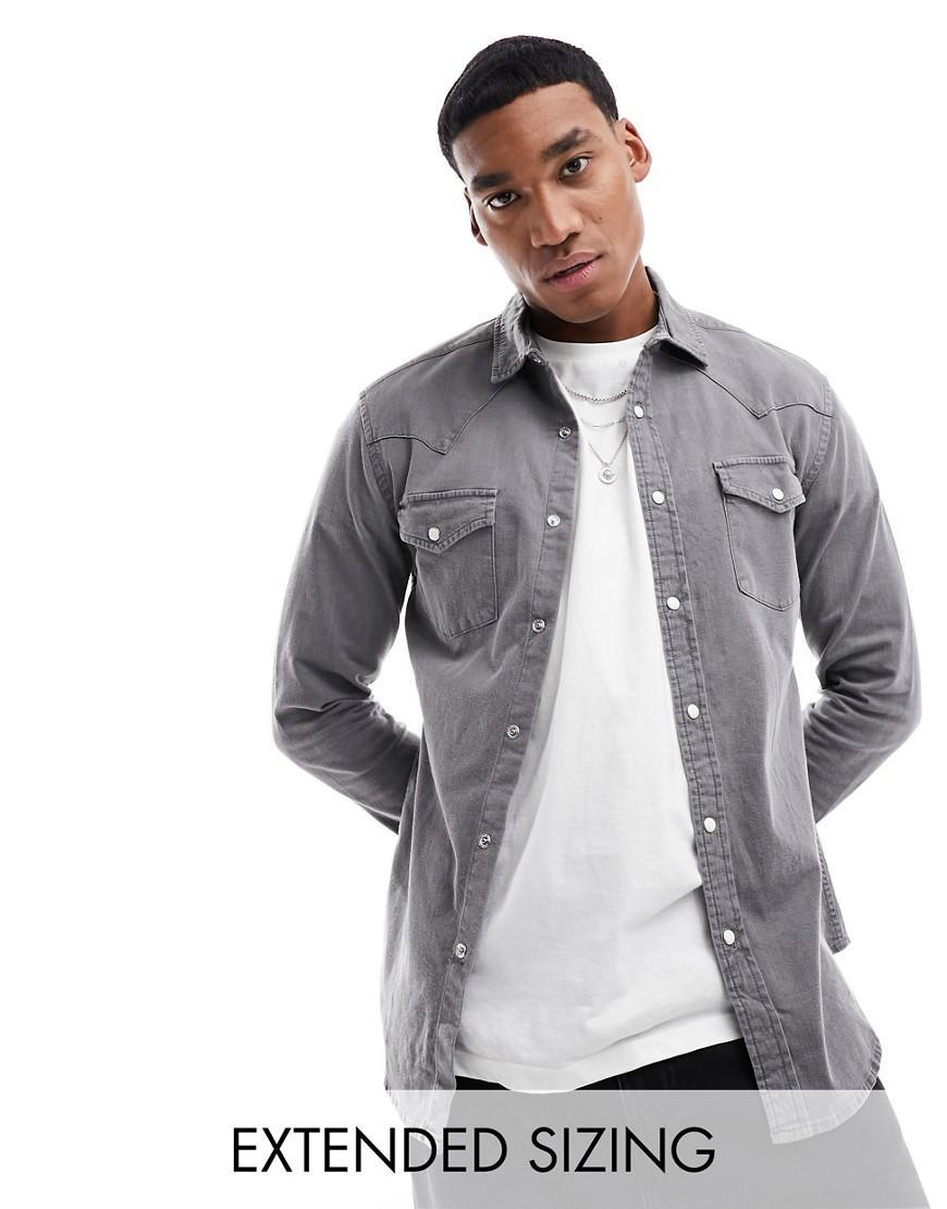 ASOS DESIGN skinny fit western denim shirt Product Image