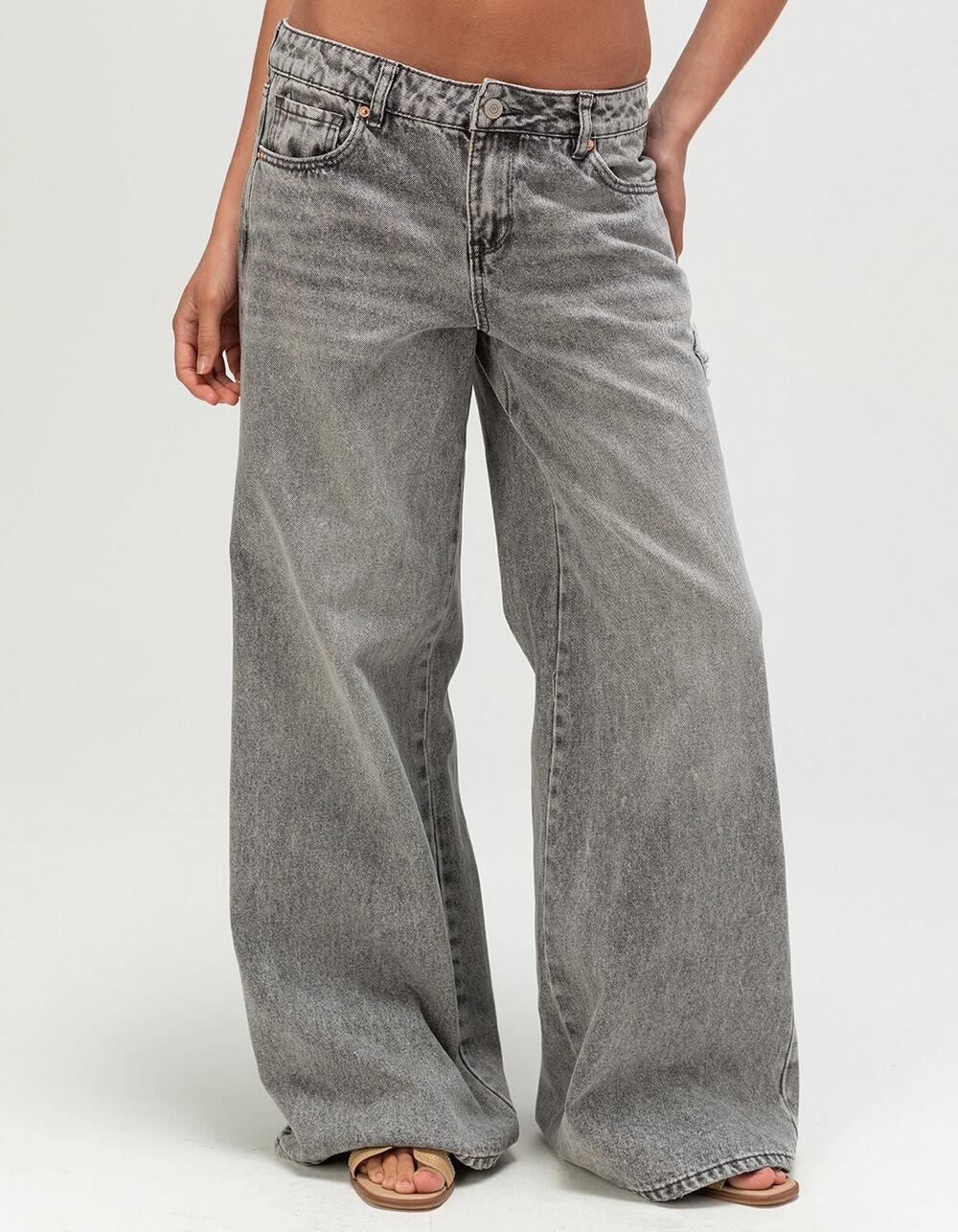 RSQ Womens Low Rise Butterfly Baggy Jeans - GREY DENIM Product Image