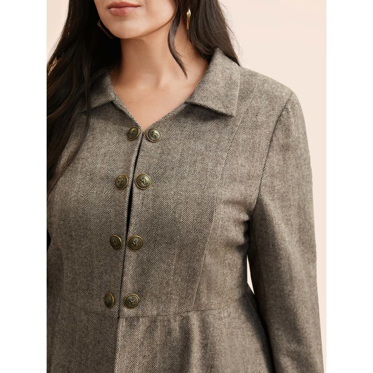 Plus Size Lapel Collar Metal Detail Jacket Women Multicolor Button Bodycon Everyday Jackets BloomChic 30/6X Product Image