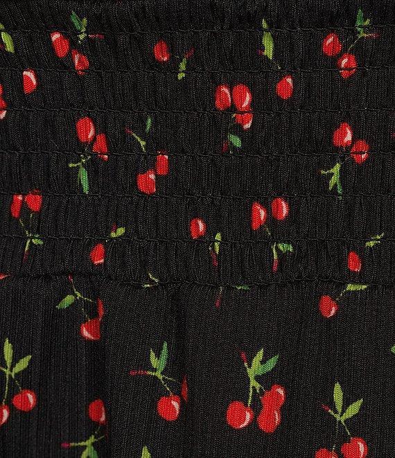 Honey and Rosie Cherry Print V-Neck Smocked Fit And Flare Dress Product Image