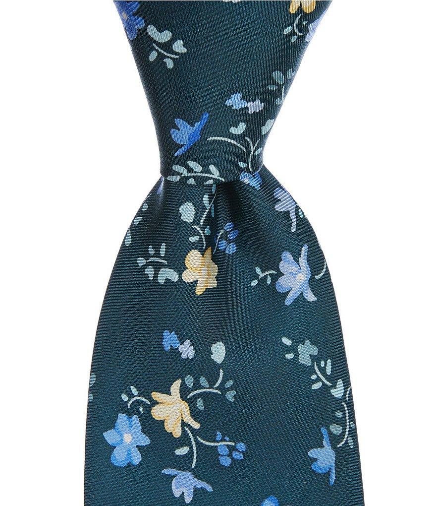 Roundtree & Yorke Spaced Floral 3 1/8#double; Woven Silk Tie Product Image