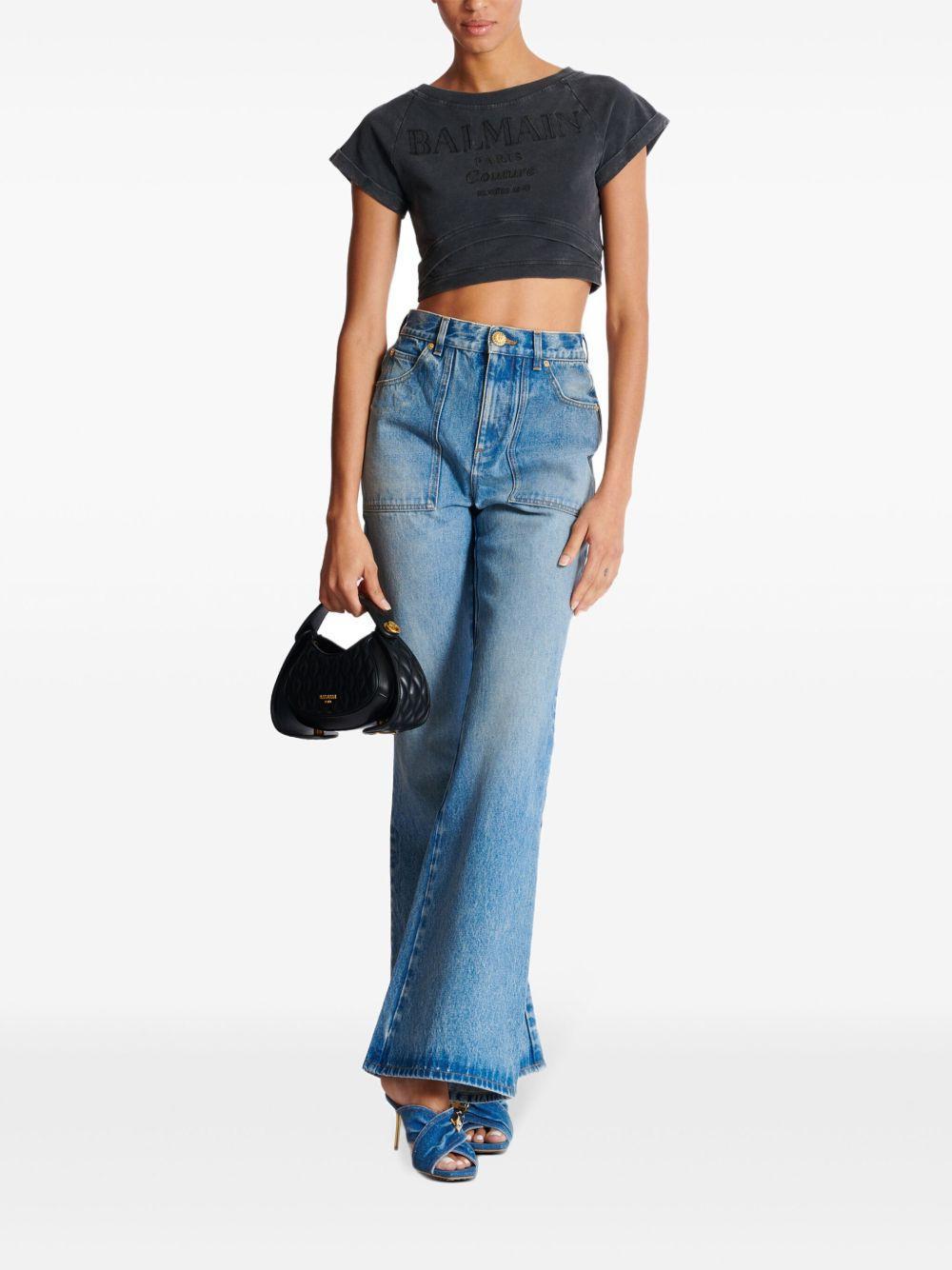 Couture-embroidered cropped T-shirt Product Image