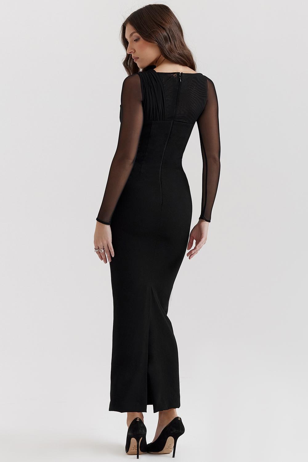 Zahra Black Plunge Maxi Dress Product Image