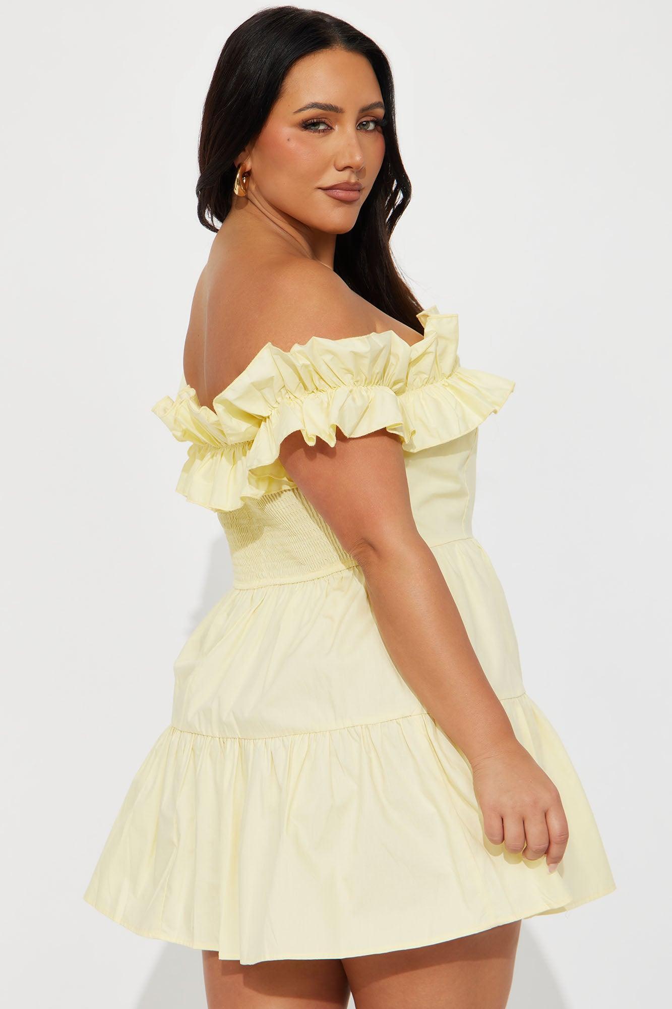 Melissa Poplin Mini Dress - Yellow Product Image