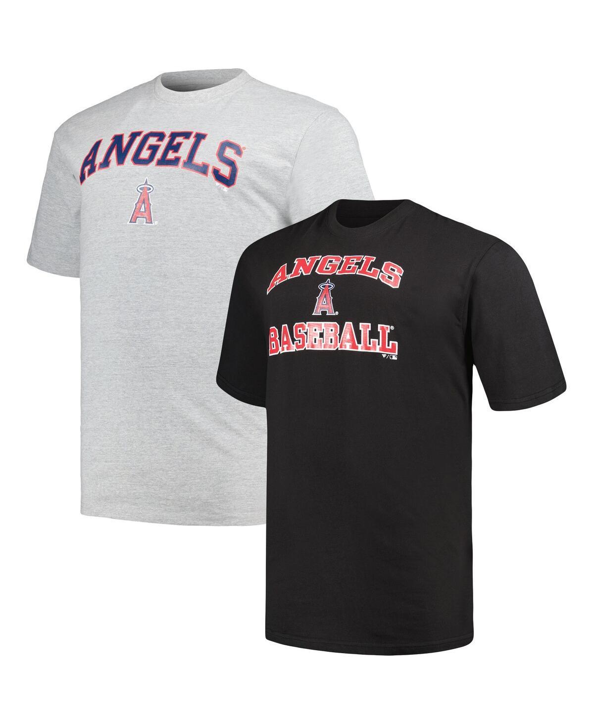 Men's Profile Black/Heather Gray Los Angeles Angels Big & Tall T-Shirt Combo Pack, Size: 3XB Product Image