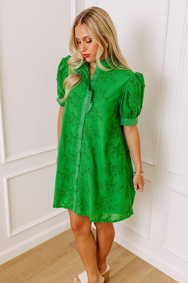 Sunday Brunch Embroidered Mini Dress in Kelly Green Product Image