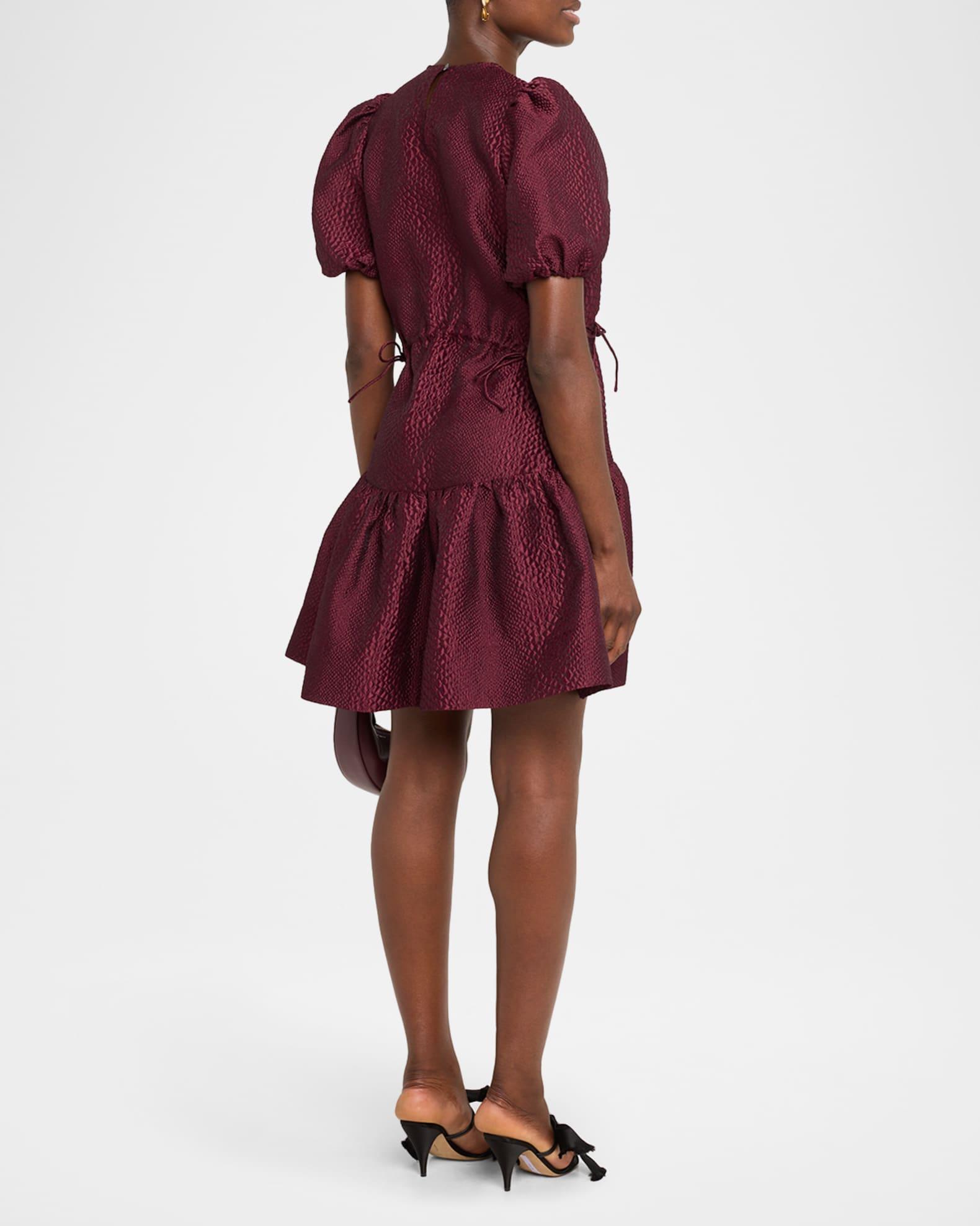 Fayetta Embossed Puff-Sleeve Mini Dress Product Image