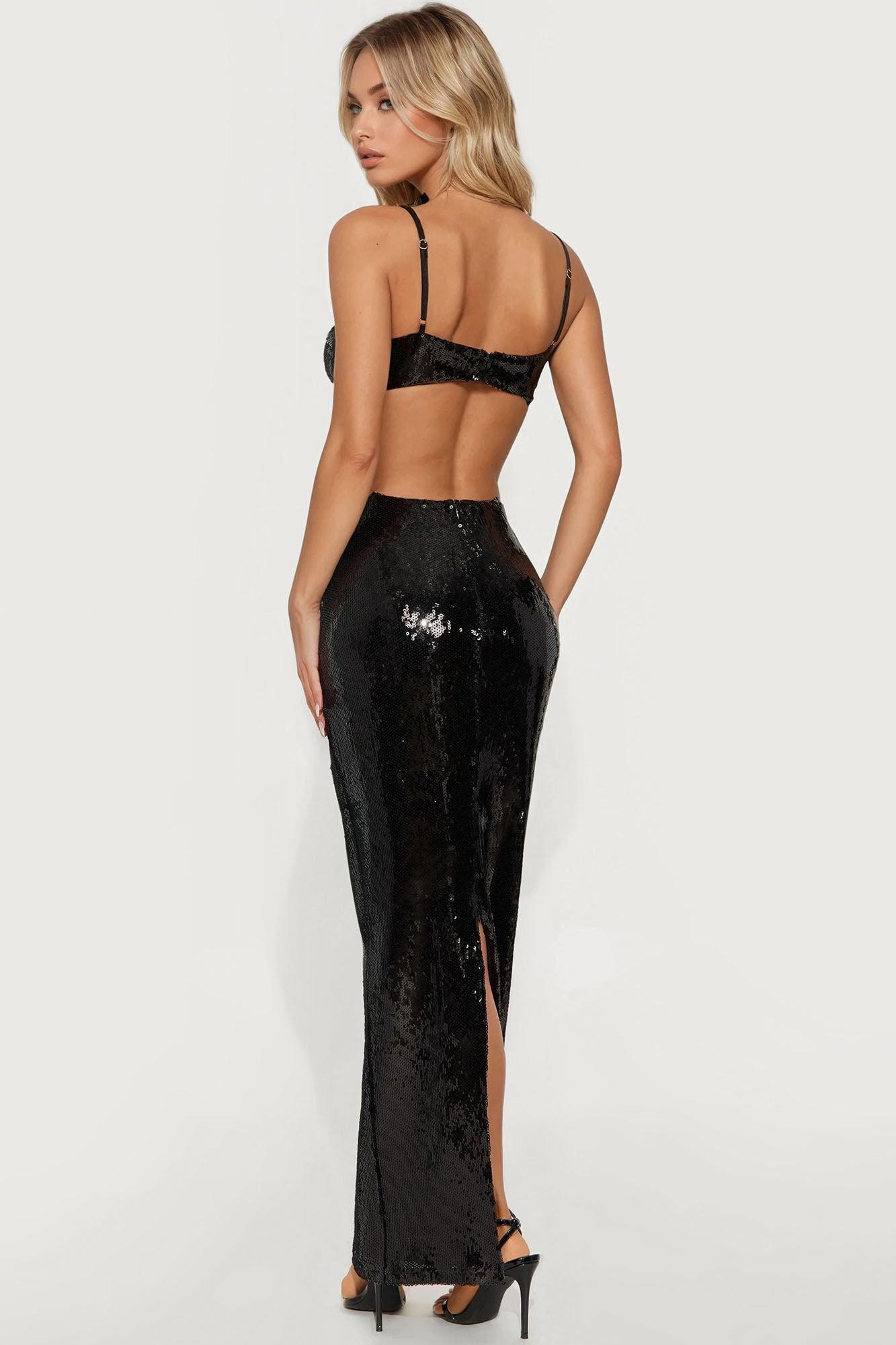 Midnight Opulence Sequin Gown - Black Product Image