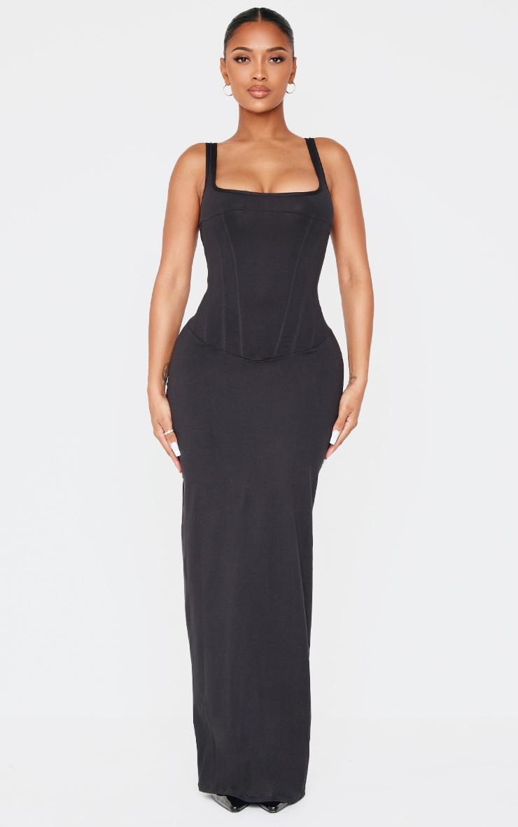 Shape Black Sculpt Square Neck Corseted Maxi Dress. Product Image