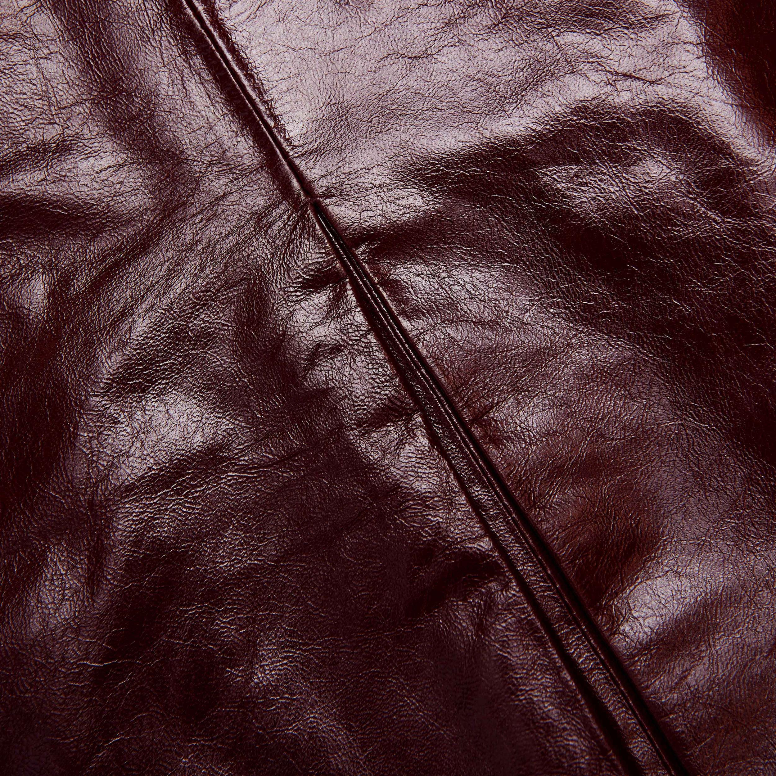 Burgundy Leather  Mini Skirt Product Image