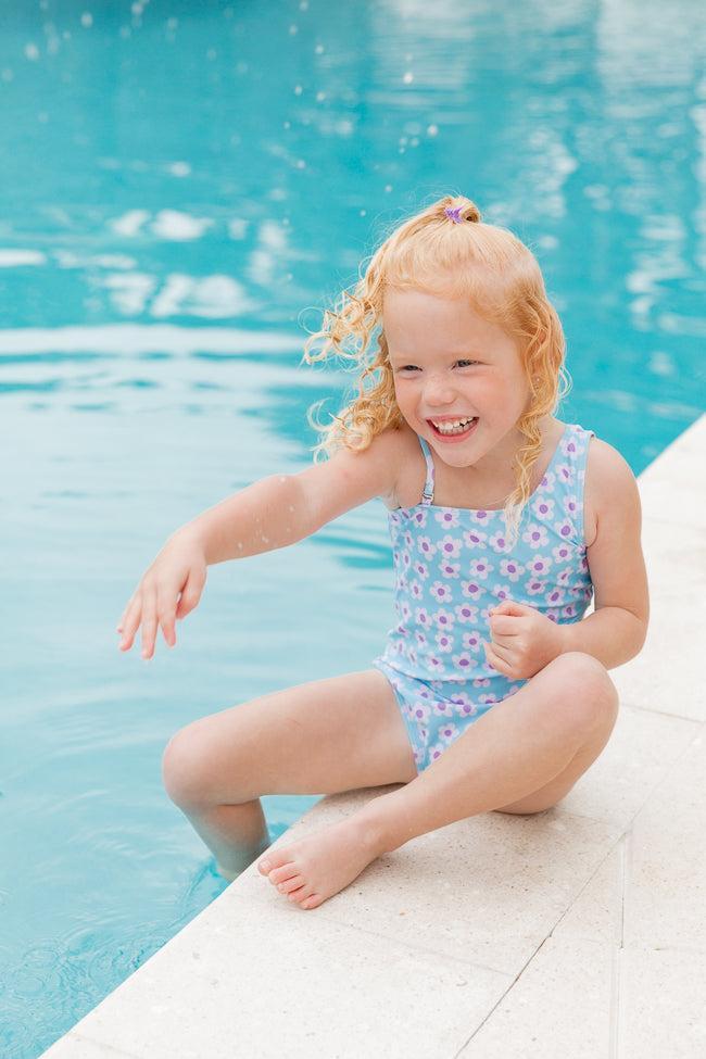 Kid's Cool Waters in Ditzy Daisy Side Cutout One Piece Swimsuit FINAL SALE Product Image