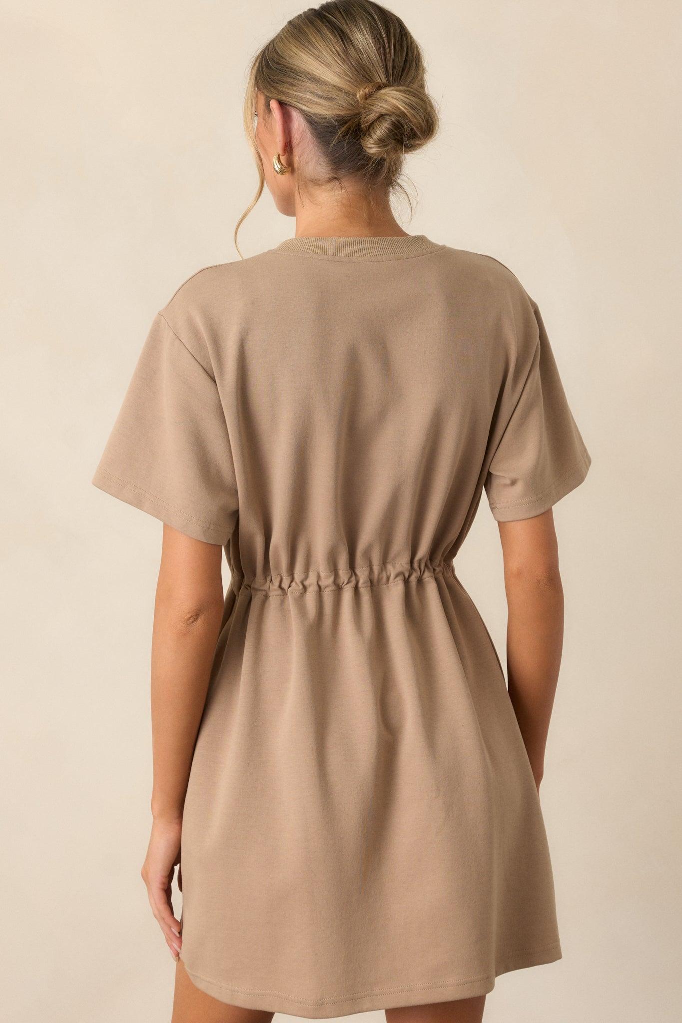 For The Day Light Mocha Short Sleeve Mini T-Shirt Dress Product Image