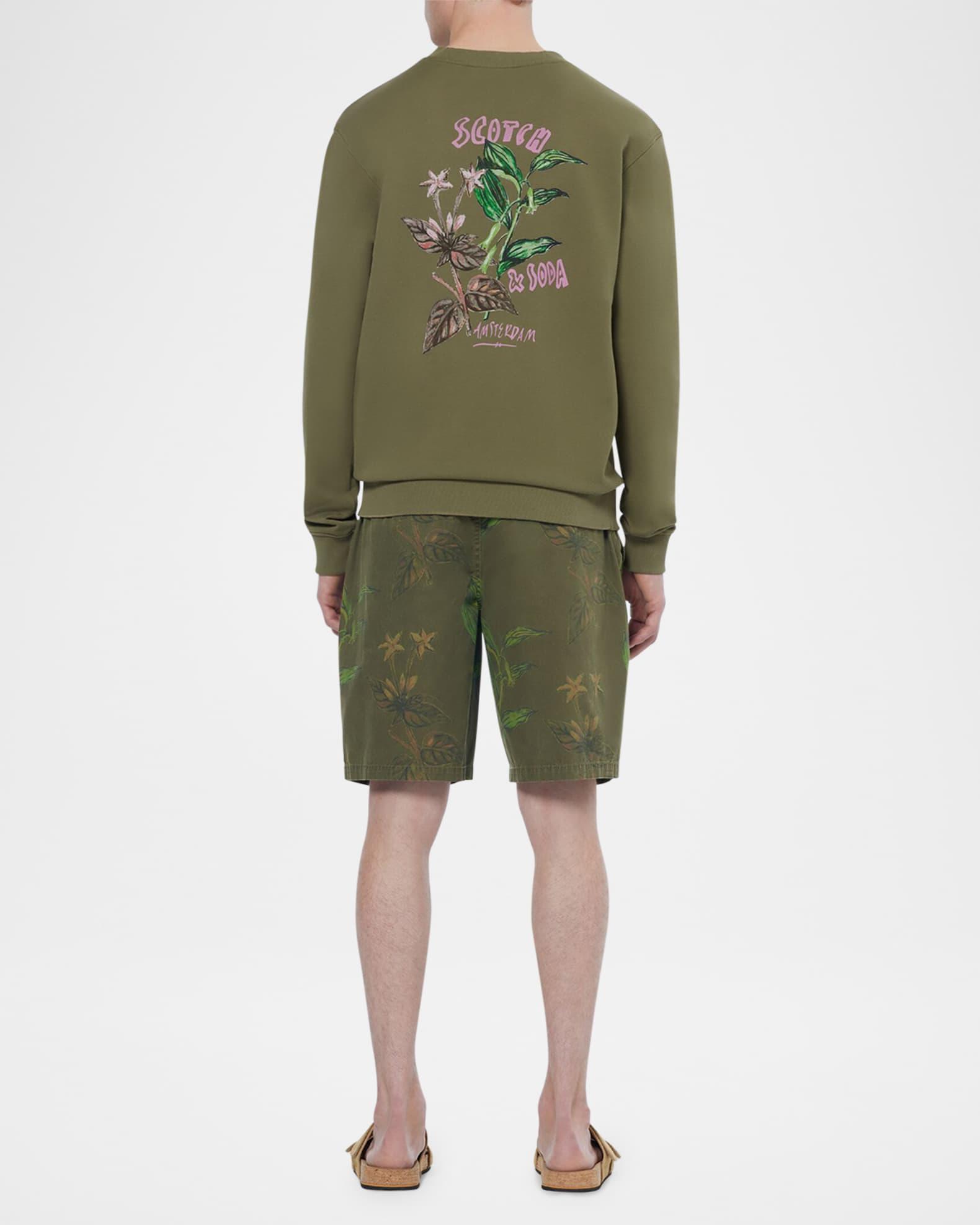 Mens Printed Cotton Relaxed-Fit Shorts Product Image