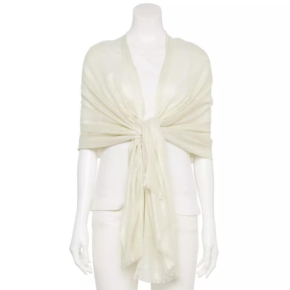 Women's Nine West Solid Shimmer Wrap, Ivory Product Image