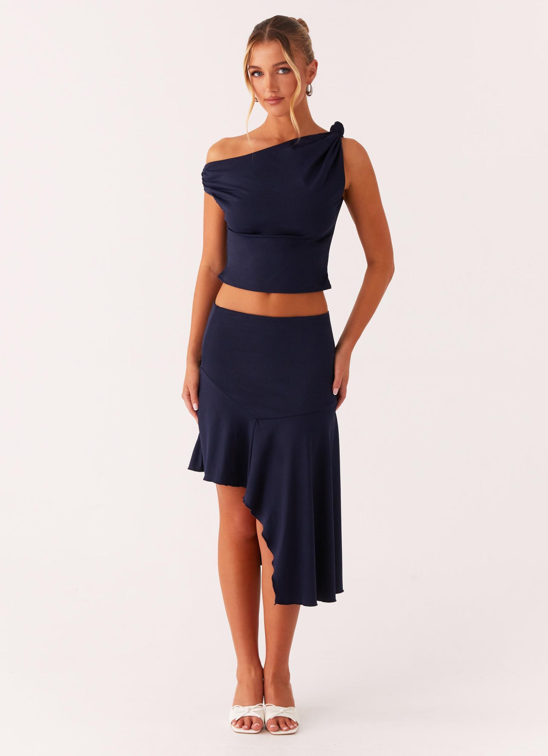 Viola Midi Skirt - Navy Product Image