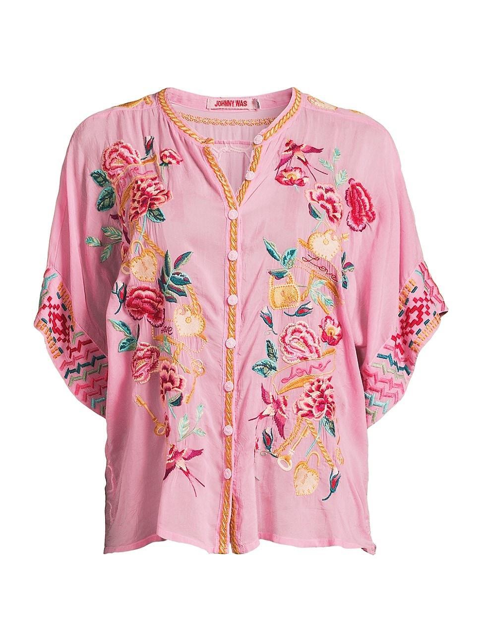 Womens Roylane Embroidered Floral Blouse Product Image