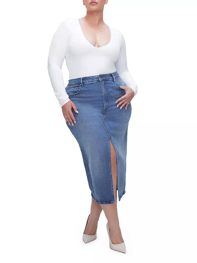 Denim Slit-Front Midi-Skirt Product Image