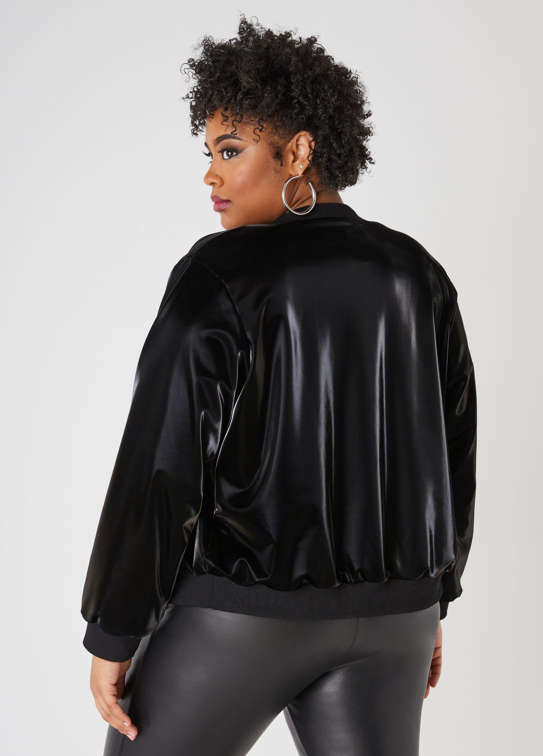 Plus Size Liquid Bomber Jacket Ashley Stewart Product Image
