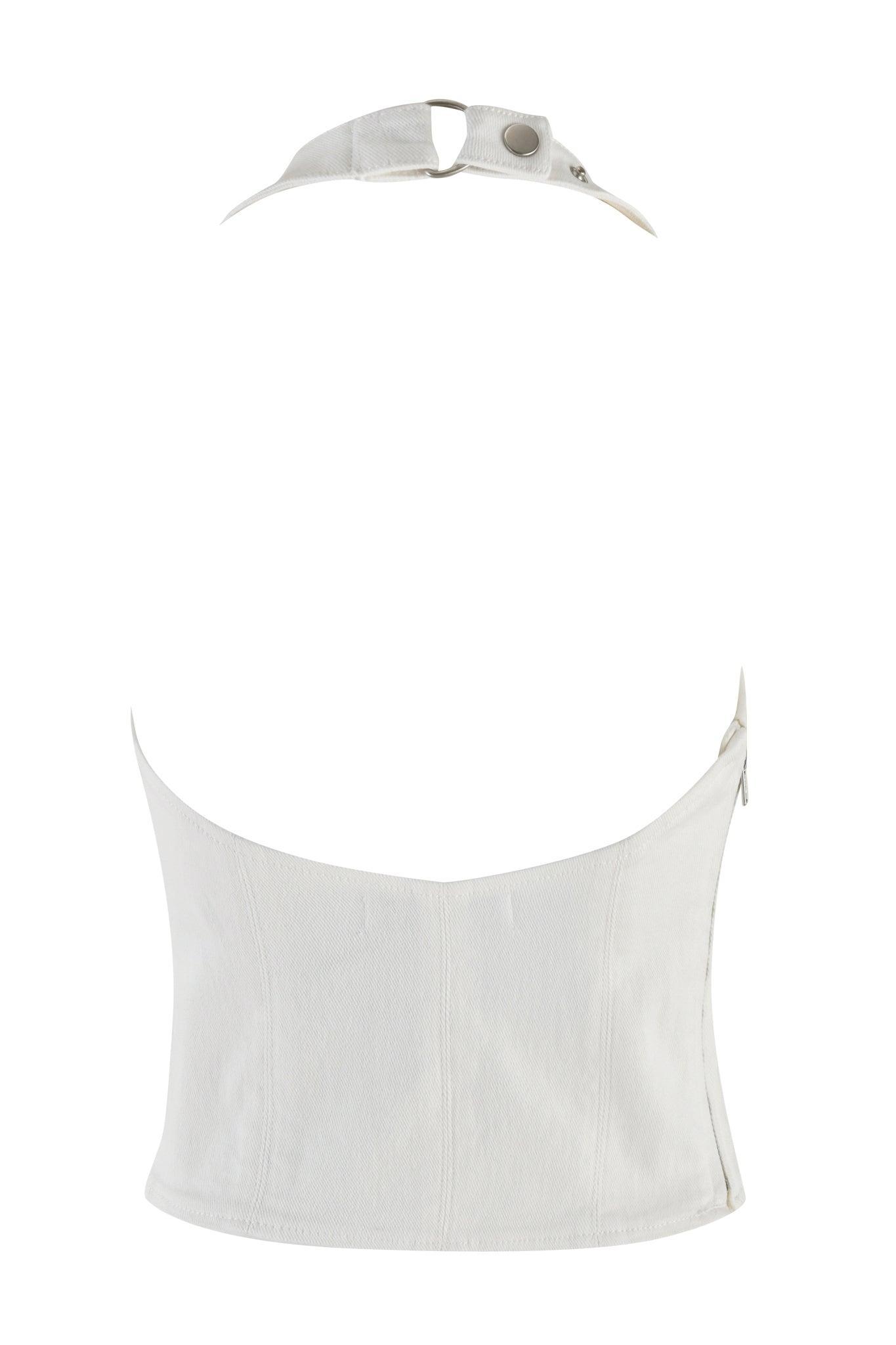SAFFIYAH TOP - WHITE : DENIM Product Image