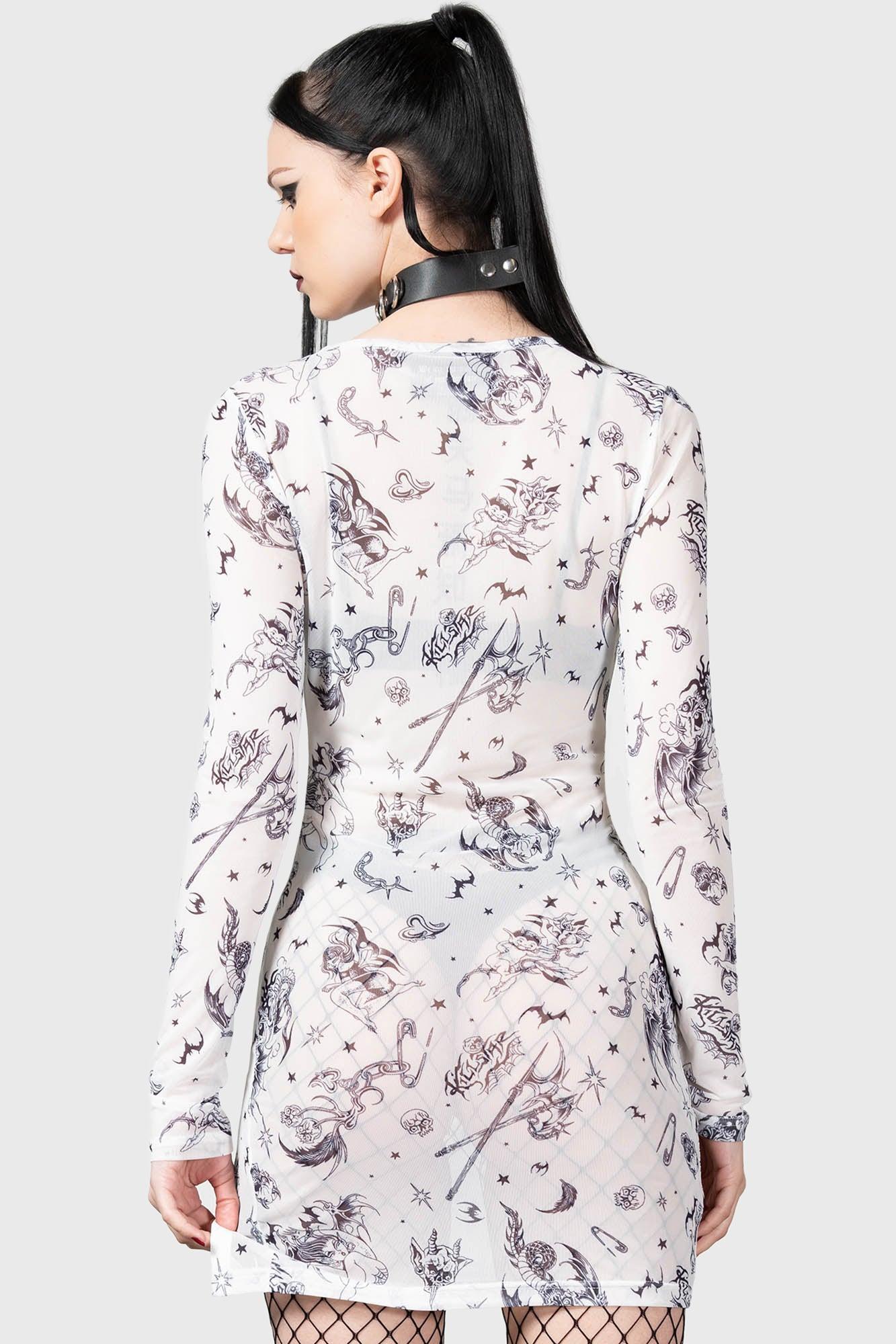 Dazed Skull Dress / White / 95% Polyester 5% Elastane Product Image