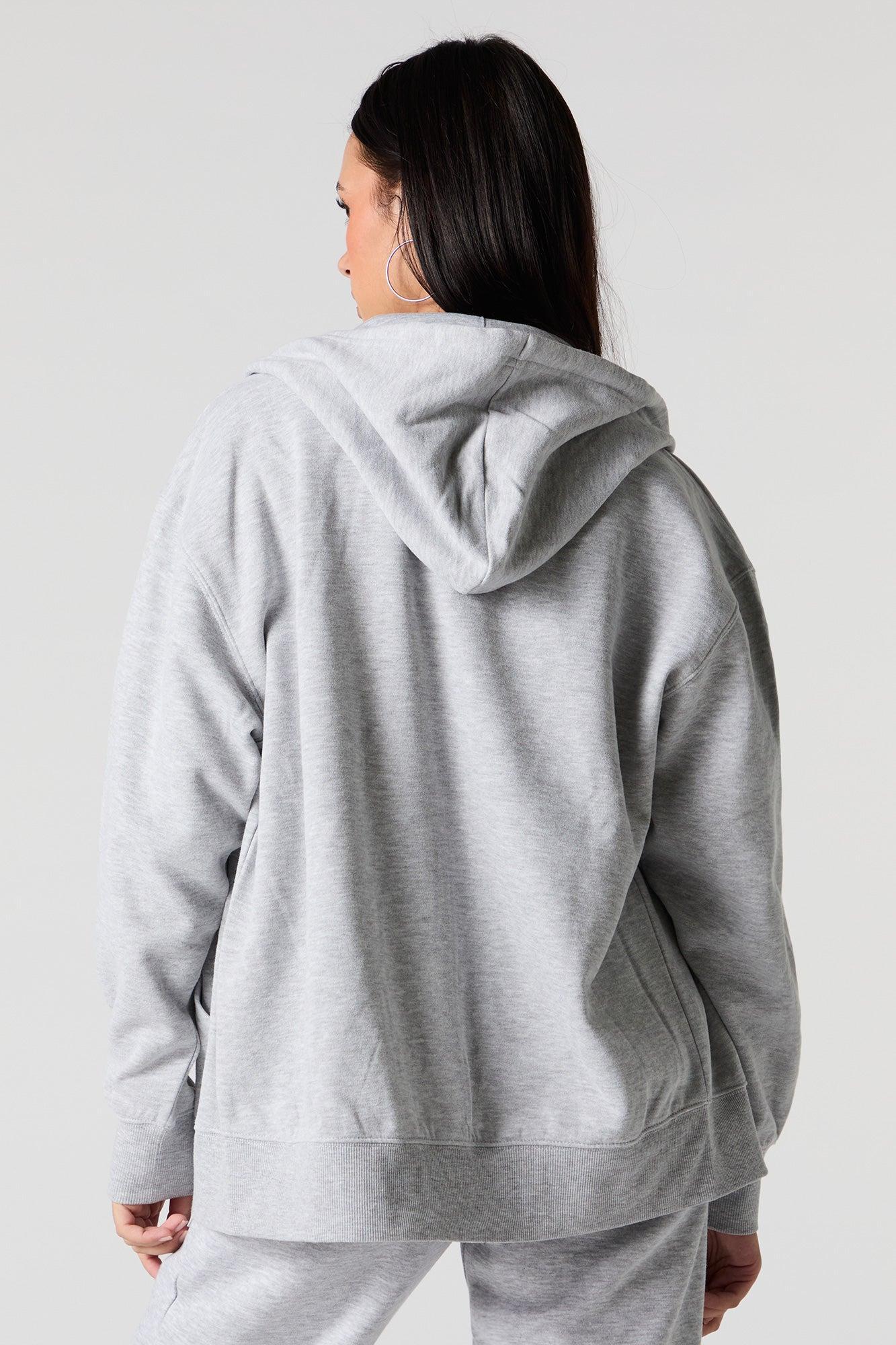 Oversized Zip-Up Fleece Hoodie Female Product Image