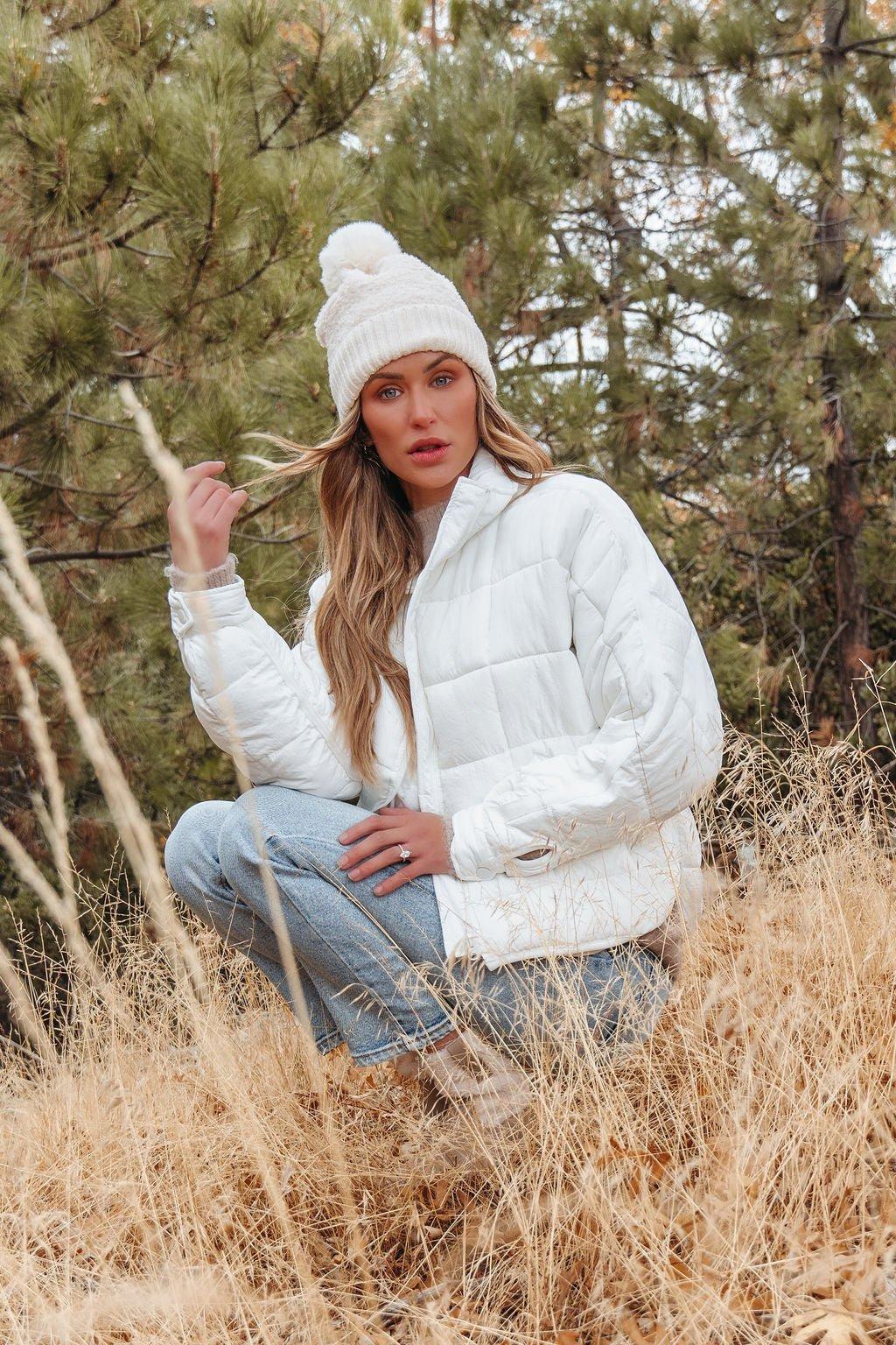 White Zip Up Puffer Jacket - FINAL SALE Product Image