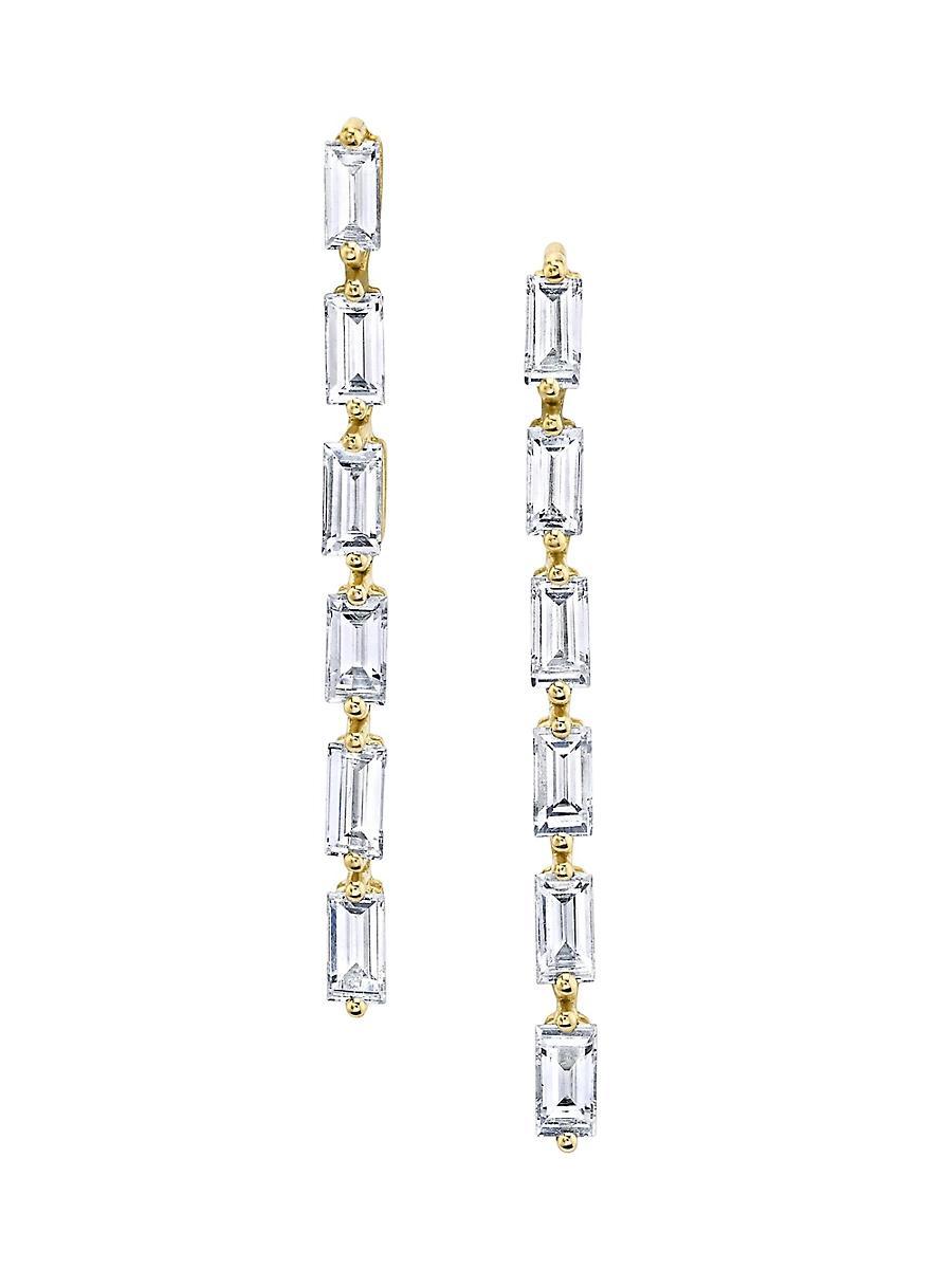 Womens 18K Yellow Gold & Diamond Baguette Short Drop Earrings Product Image