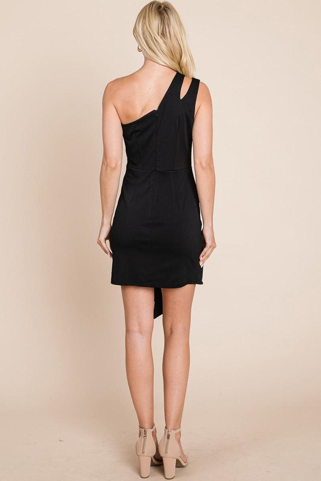 One Shoulder Cut Out Drape Bodycon Dress Product Image