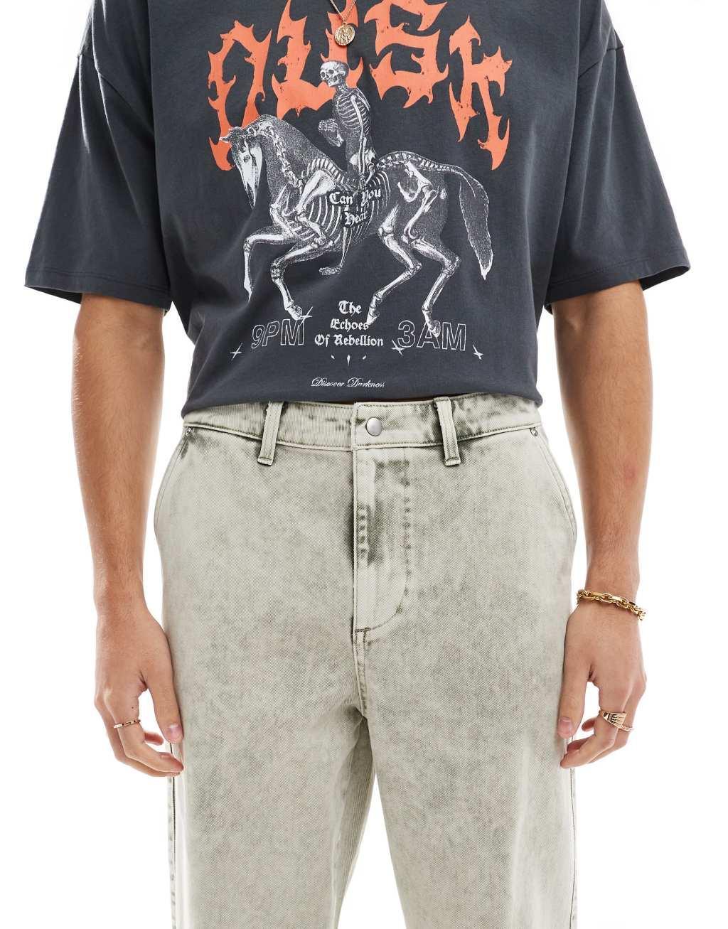 ASOS DESIGN straight leg pants in light gray wash Product Image
