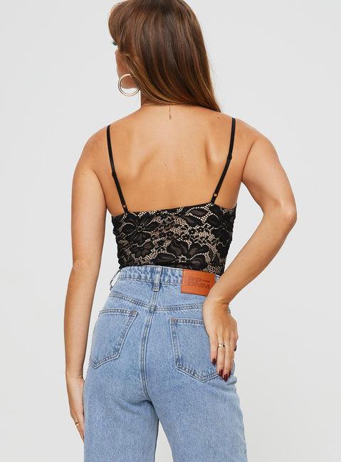 Intimacy Lace Bodysuit Black Product Image