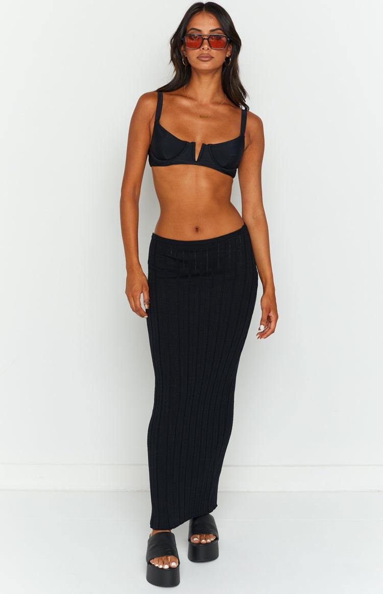SNDYS Baha Ribbed Skirt Black Product Image