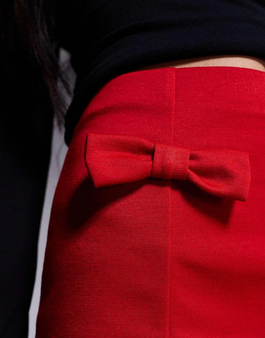 ASOS DESIGN a-line mini skirt with bow details in red Product Image