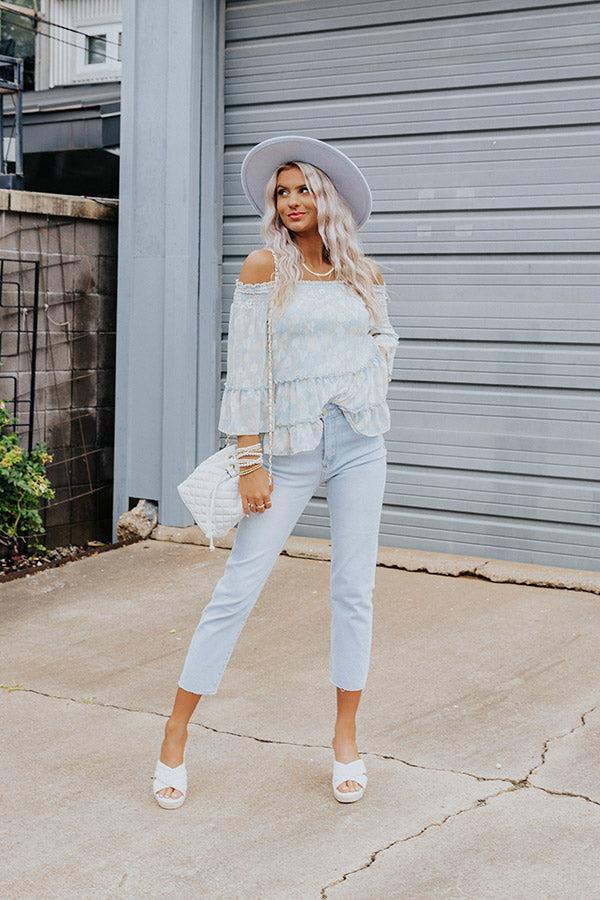 Flirty Phase Off Shoulder Top In Sky Blue Product Image