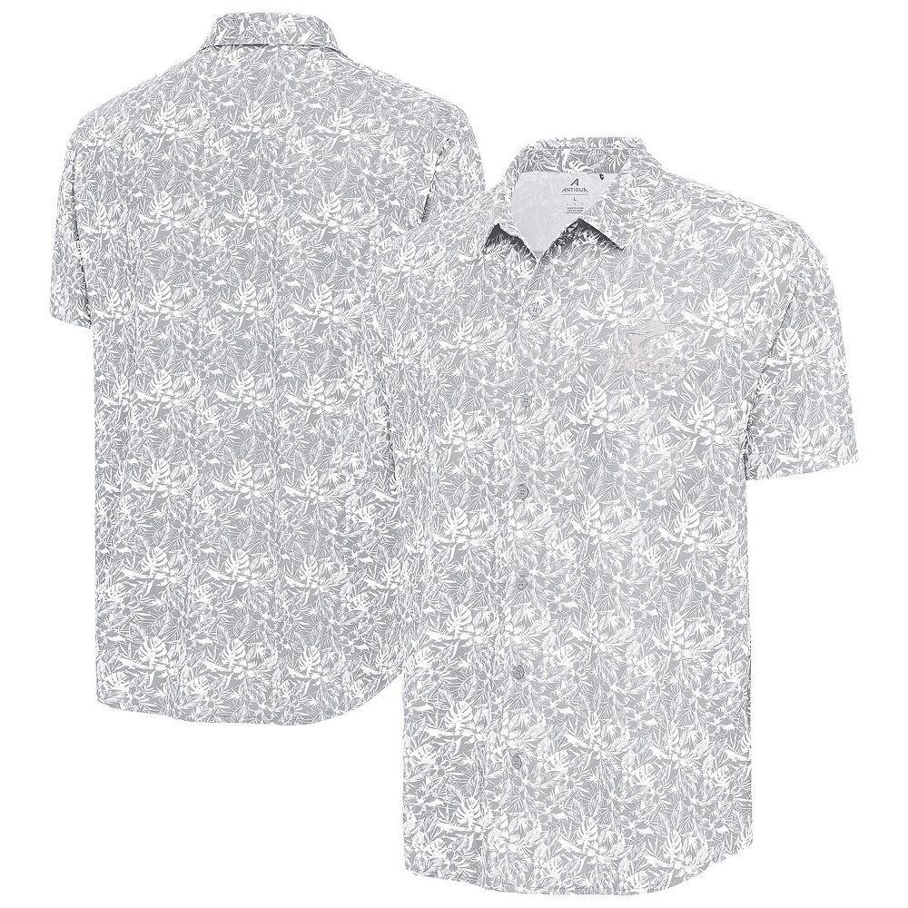 Men's Antigua Gray Miami Marlins Resort Button-Up Shirt, Size: Large, Grey Product Image