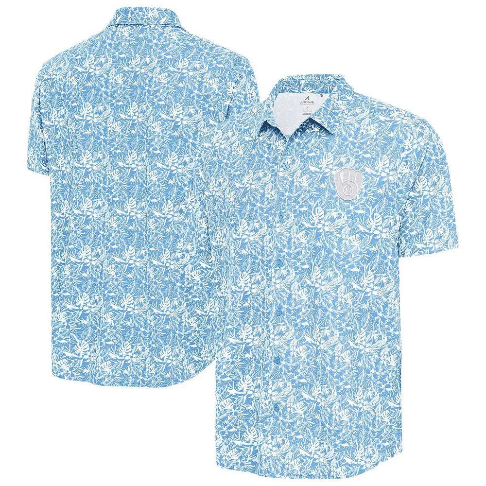 Men's Antigua Powder Blue Milwaukee Brewers Resort Button-Up Shirt, Size: Small, Light Product Image