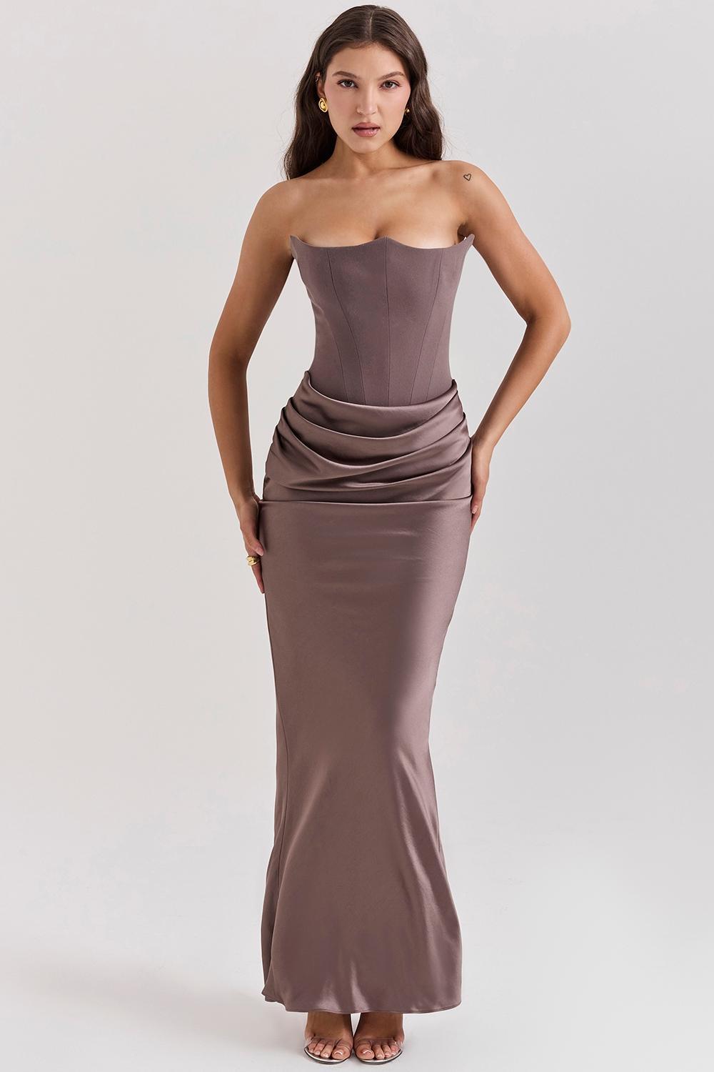 Persephone Smoke Strapless Corset Maxi Dress Product Image