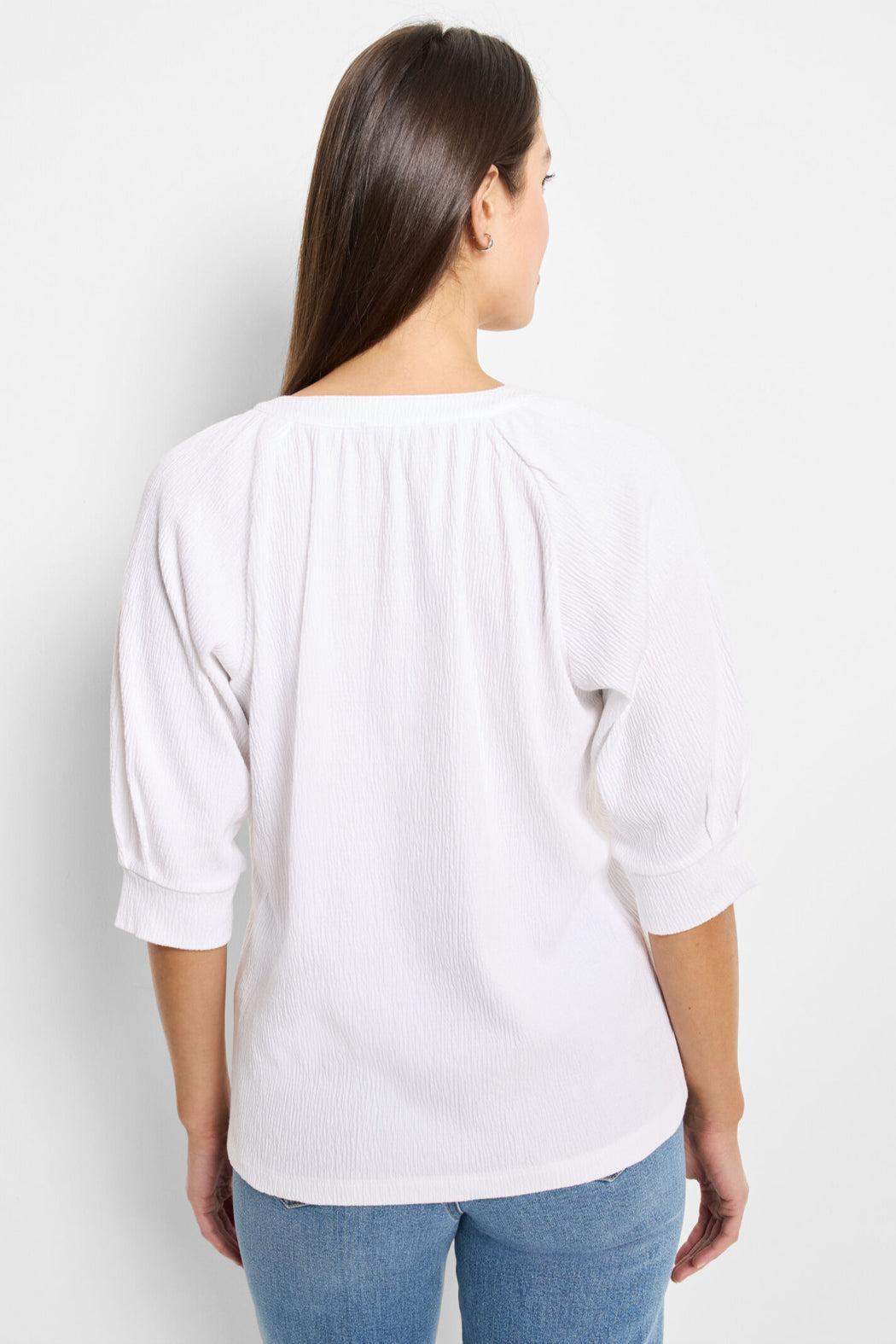 Crinkle Knit Cafe Top- Paper White Product Image
