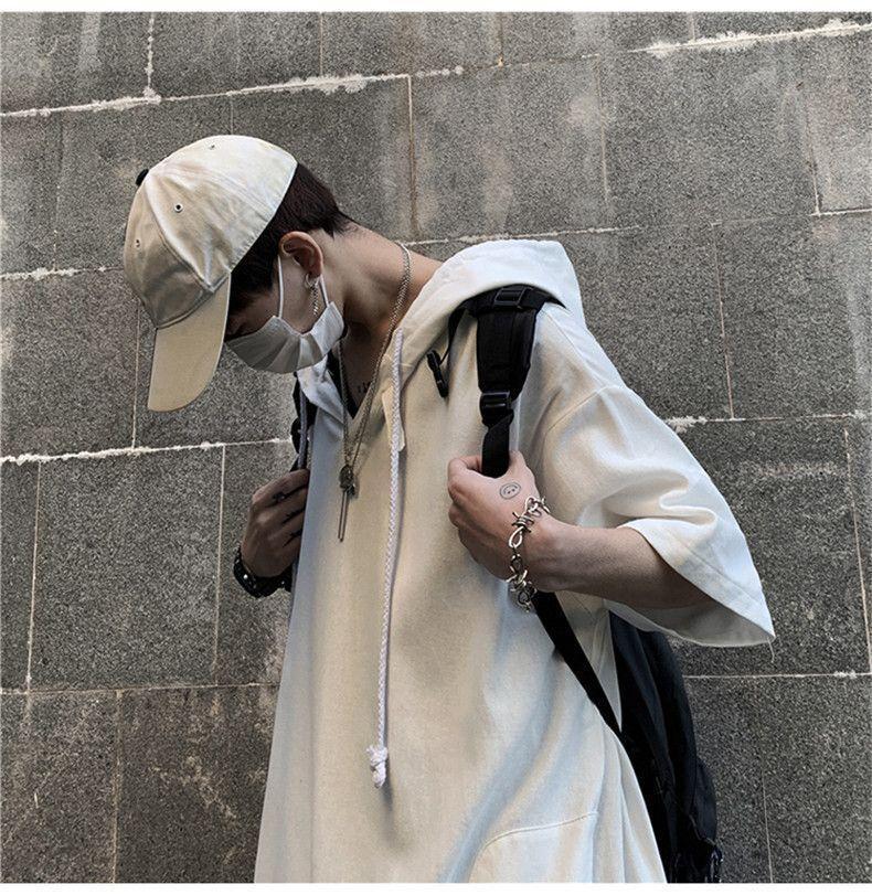 Short-Sleeve Hooded Top Product Image