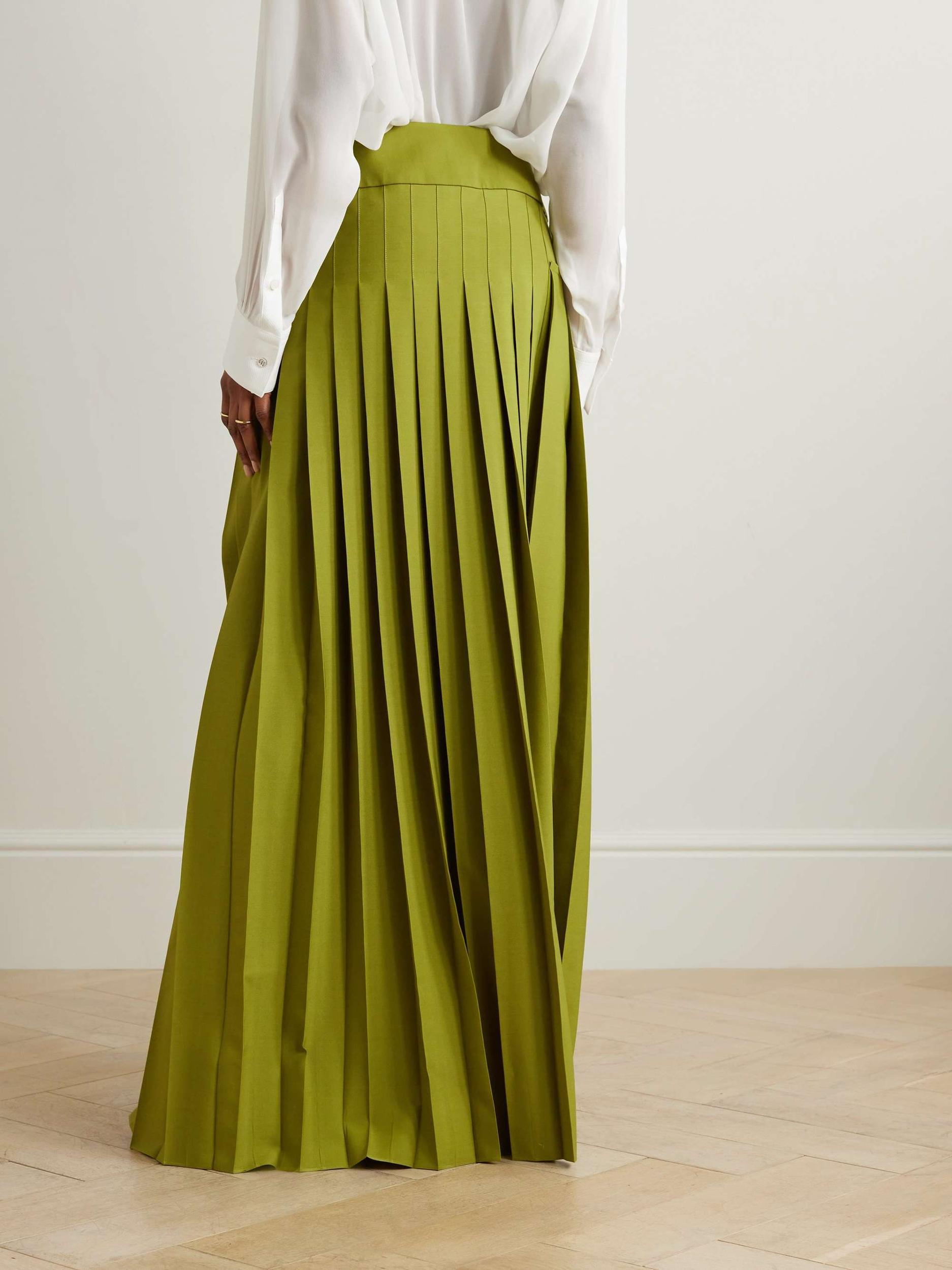 High Waisted Loose Pleated Solid Color Split-Side Skirts Product Image