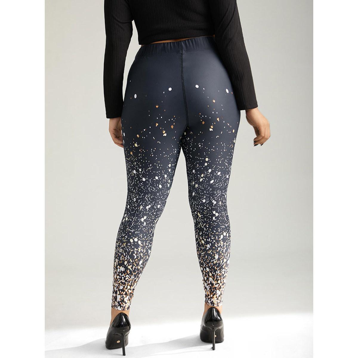 Plus Size Christmas Ombre Snowflake Elastic Waist Skinny Leggings Women Black Glamour High stretch Bodycon High Rise Festival-Christmas Leggings BloomChic 22-24/3X Product Image