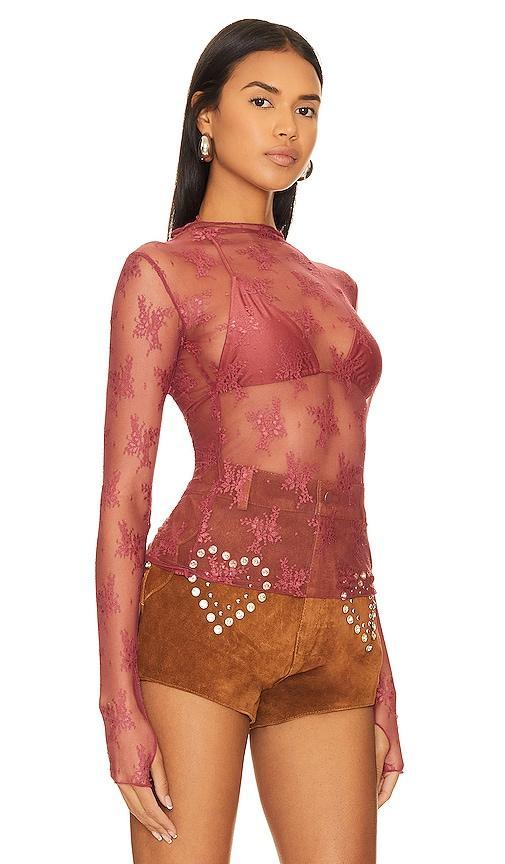 Free People Lady Lux Jacquard Sheer Mock Neck Long Sleeve Layering Top Product Image