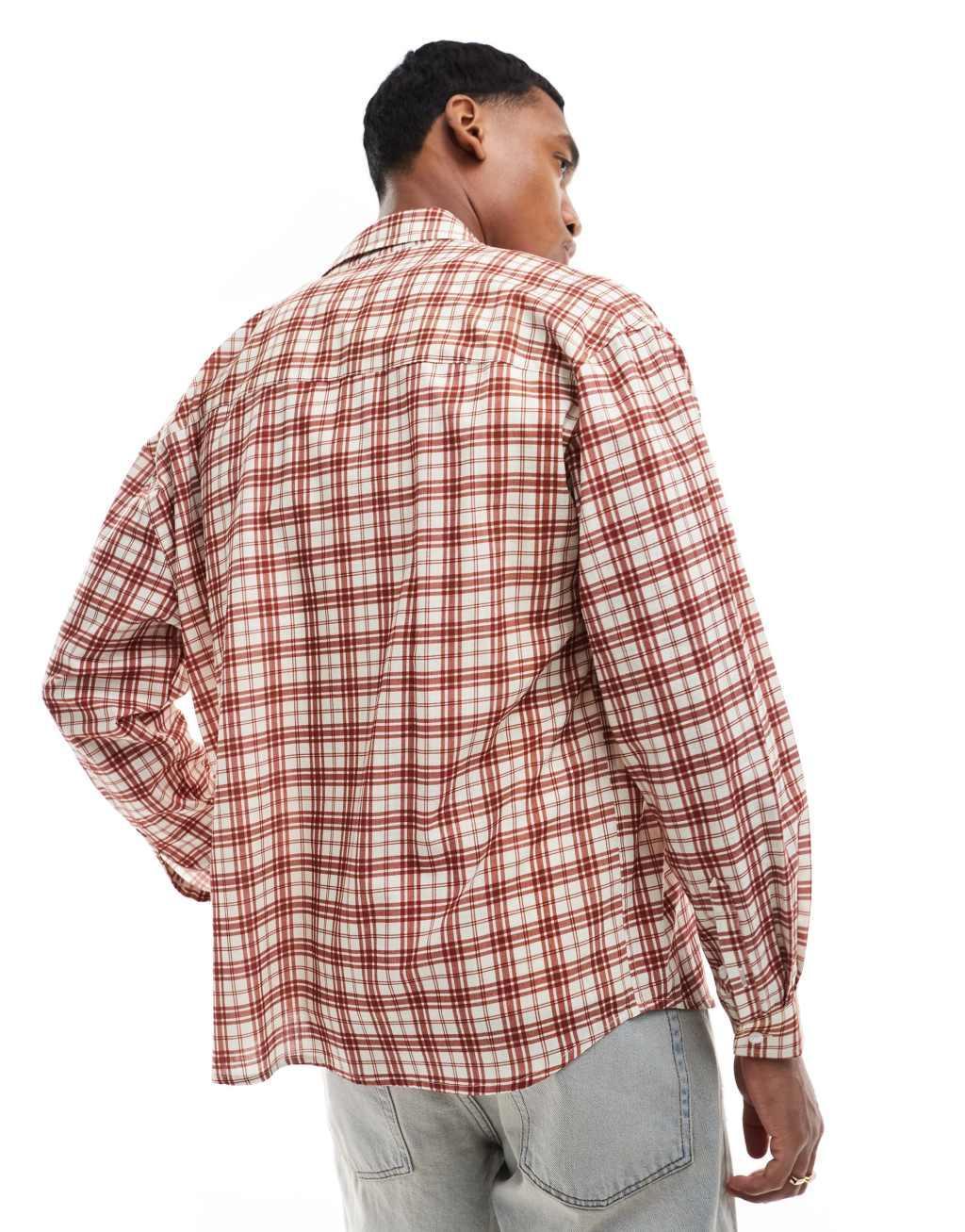 ASOS DESIGN extreme oversized soft shirt in red check Product Image