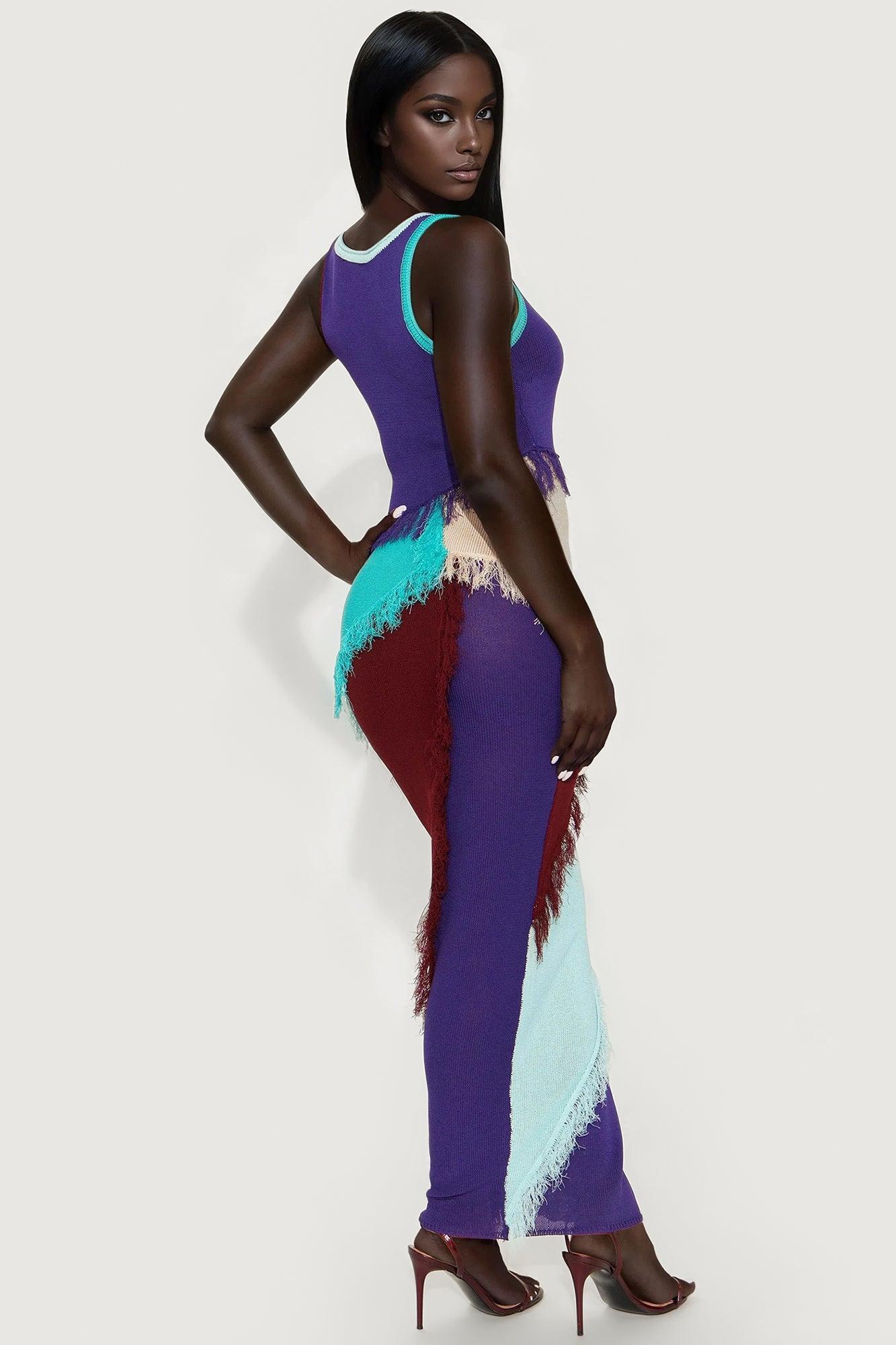 Vanya Colorblock Sweater Maxi Dress - Purple/combo Product Image