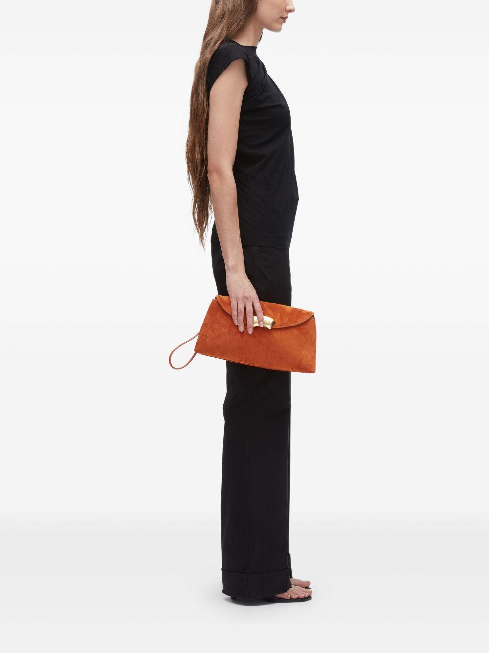 curved-flap suede clutch Product Image