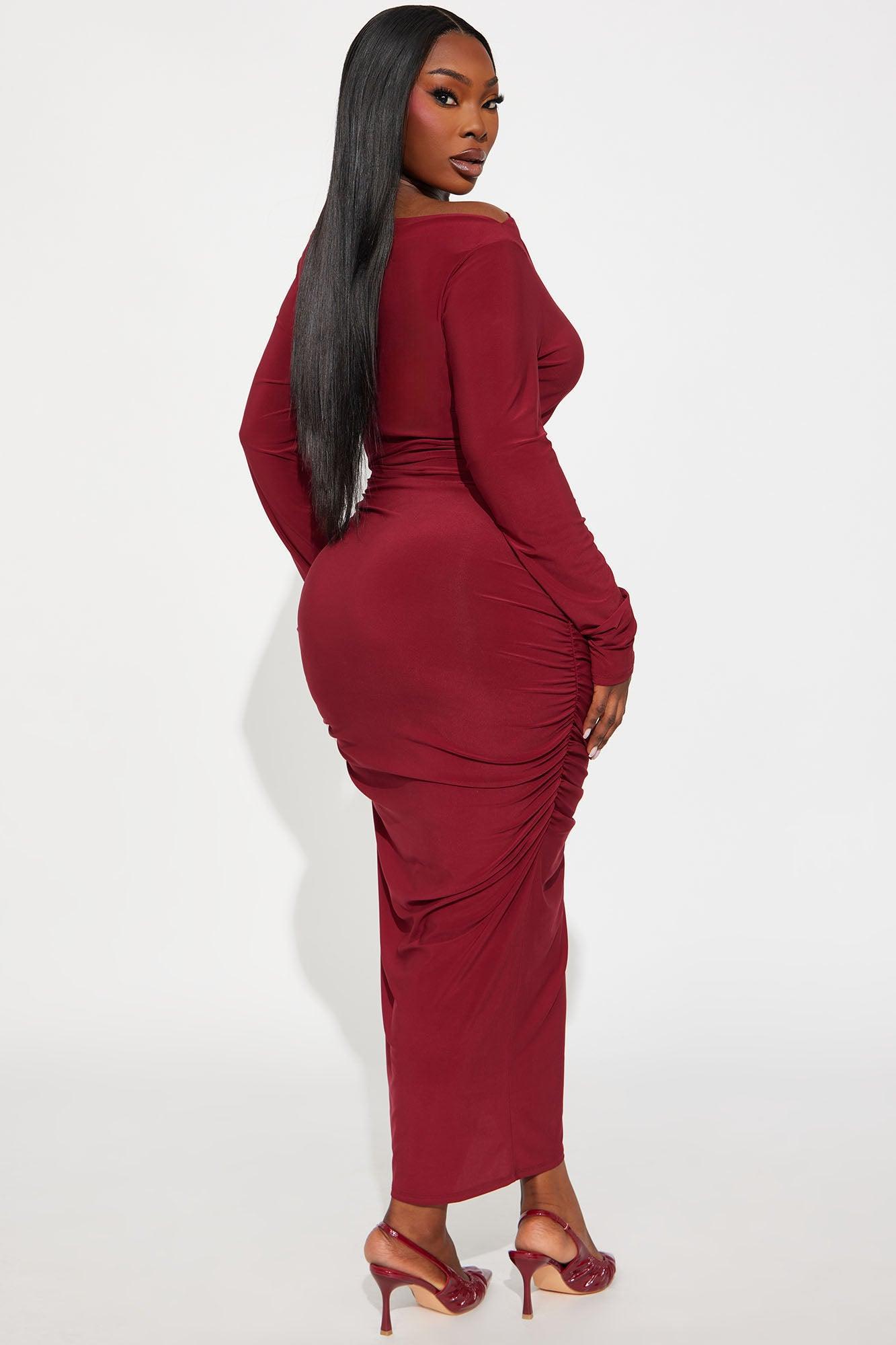 Carla Long Sleeve Midi Dress - Wine Product Image
