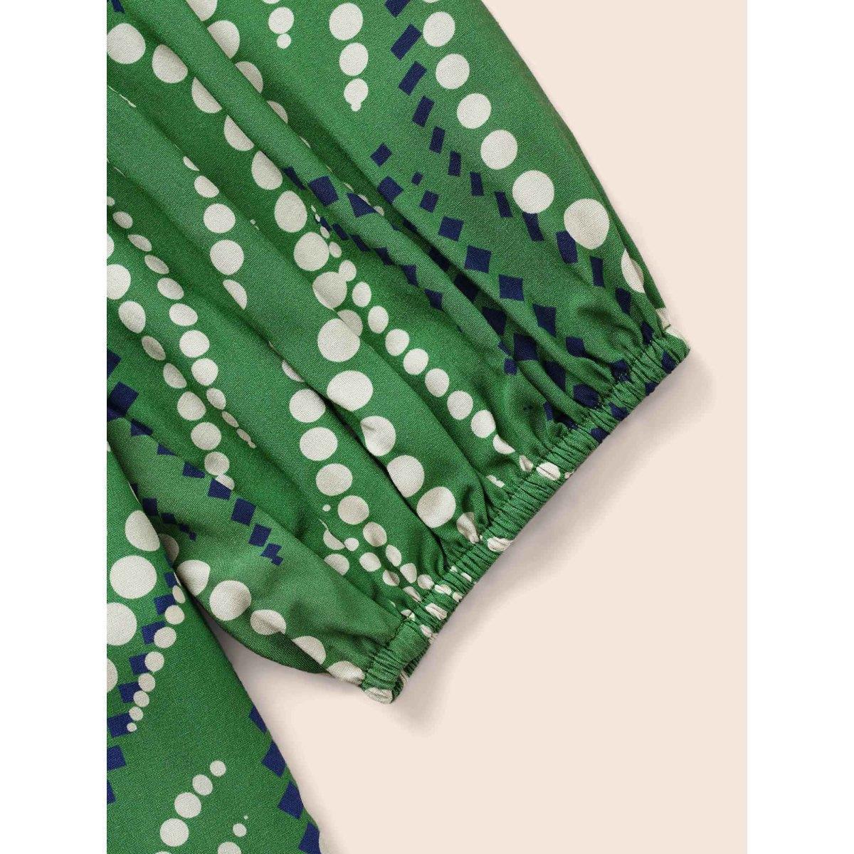 Plus Size Moss Polka Dot Ruffles Button Detail Blouse Women Elegant Long Sleeve Square Neck Everyday Blouses BloomChic 18-20/2X Product Image