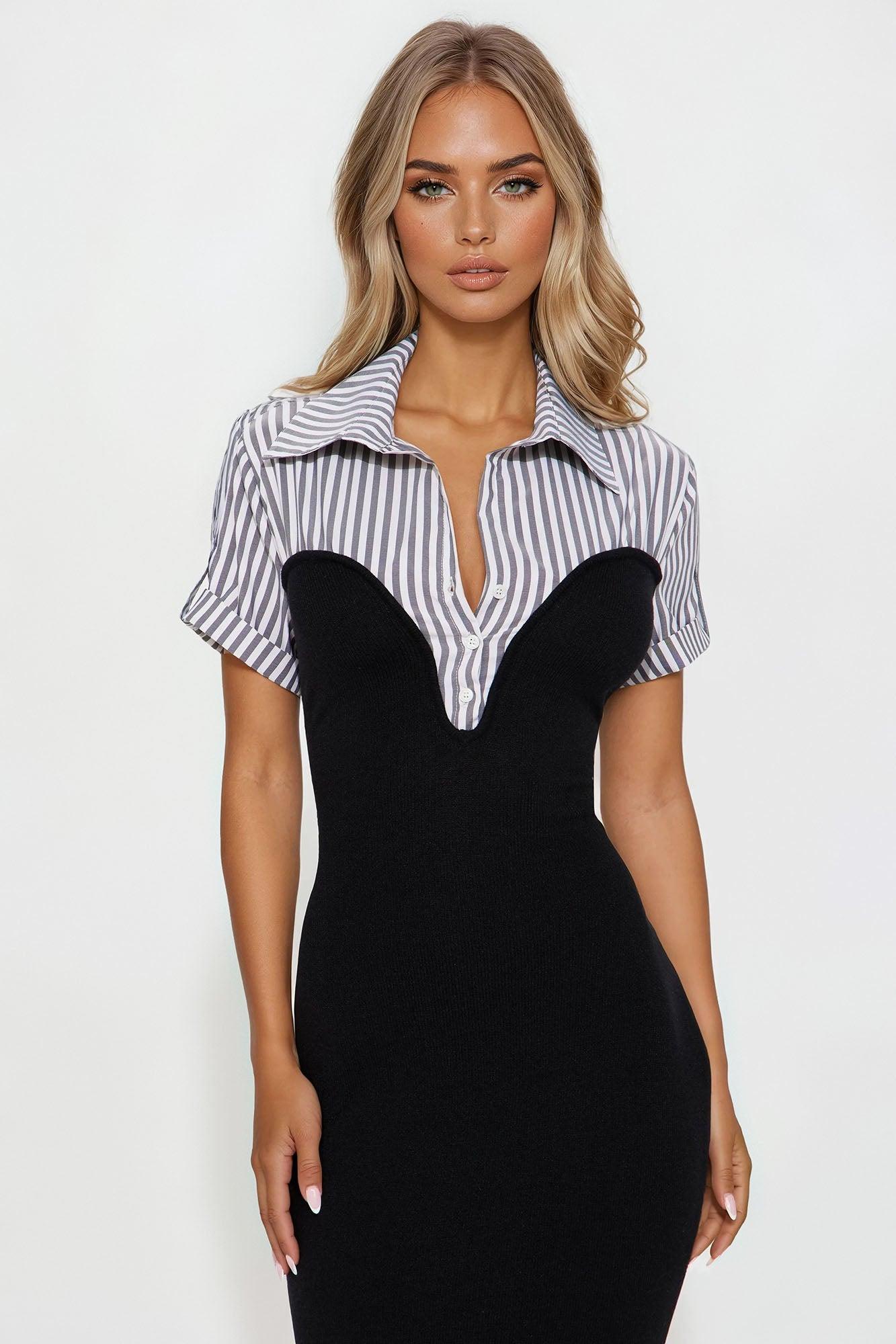 Off The Clock Maxi Dress - Black/White Female Product Image