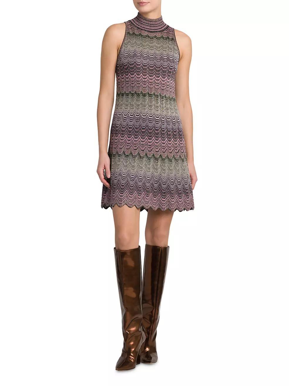 Chevron Turtleneck Minidress Product Image